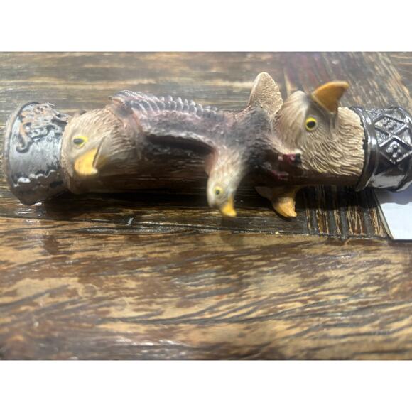 12” Bowie Stainless Knife w/ Painted Bald Eagles on Blade & carved on Handle - Picture 7 of 9